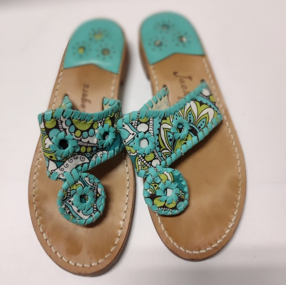 Jack Rogers Size 6 Teal Leather Sandals - Picture 2 of 8